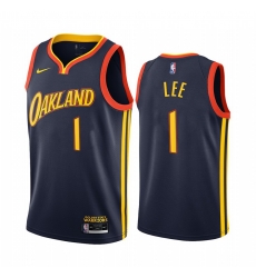 Men Nike Golden State Warriors 1 Damion Lee Navy NBA Swingman 2020 21 City Edition Jersey