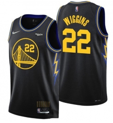 Men's Golden State Warriors #22 Andrew Wiggins 2021 22 City Edition Black 75th Anniversary Stitched Basketball Jersey