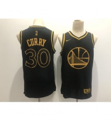 Men's Golden State Warriors #30 Stephen Curry Nike Black Gold Swingman Player Jersey