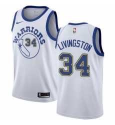 Mens Nike Golden State Warriors 34 Shaun Livingston Swingman White Hardwood Classics NBA Jersey 