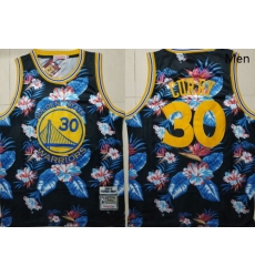 Warriors 30 Stephen Curry Black 2009 10 Hardwood Classics Floral Fashion Swingman Jersey