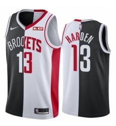 Men Brooklyn Nets Houston Rockets 13 James Harden Jersey Past and Present MVP Black White Split Edition