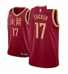 Men NBA 2018 19 Houston Rockets 17 P J Tucker City Edition Red Jers