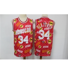 Rockets 34 Hakeem Olajuwon Red Hardwood Classics Tear Up Pack Swingman Jersey