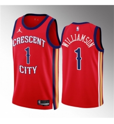 Men New Orleans Pelicans 1 Zion Williamson Red 2022 23 Statement Edition Stitched Basketball Jersey