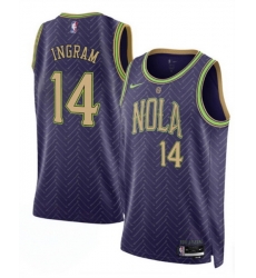 Men New Orleans Pelicans 14 Brandon Ingram Purple 2024 25 City Ediiton Stitched Basketball Jersey