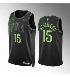 Men New Orleans Pelicans 15 Jose Alvarado Black City Edition Stitched Basketball Jersey