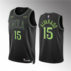 Men New Orleans Pelicans 15 Jose Alvarado Black City Edition Stitched Basketball Jersey