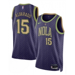 Men New Orleans Pelicans 15 Jose Alvarado Purple 2024 25 City Ediiton Stitched Basketball Jersey