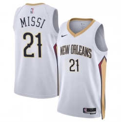 Men New Orleans Pelicans 21 Yves Missi White 2024 Draft Association Edition Stitched Basketball Jersey