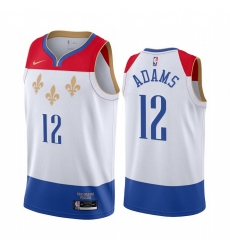 Men Nike New Orleans Pelicans 12 Steven Adams White NBA Swingman 2020 21 City Edition Jersey