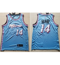 Heat 14 Tyler Herro Light Blue Nike City Edition Swingman Jersey