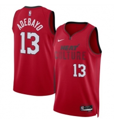 Men Miami Heat 13 Bam Adebayo Red 2024 25 City Edition Stitched Basketball Jersey