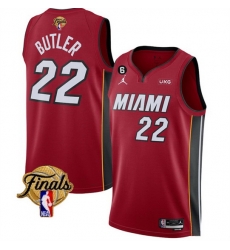 Men Miami Heat 22 Jimmy Butler Red 2023 Finals Statement Edition With NO 6 Patch Stitched Basketball Jersey