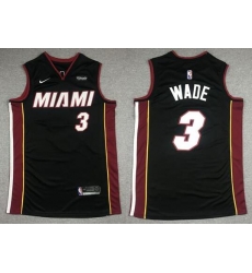 Men Miami Heat  3 Dwyane Wade Black Stitched Jersey