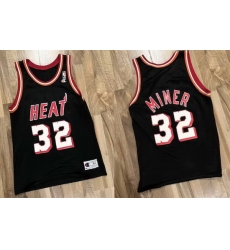 Men Miami Heat 32 Harold Miner Black Champions Stitched Basketball Throwback Jersey