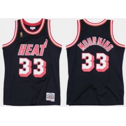 Men Miami Heat  33 Alonzo Mourning Black Stitched Basketball Jersey