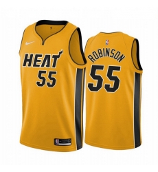 Men Miami Heat 55 Duncan Robinson Yellow NBA Swingman 2020 21 Earned Edition Jersey