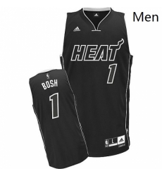 Mens Adidas Miami Heat 1 Chris Bosh Swingman Black Shadow NBA Jersey