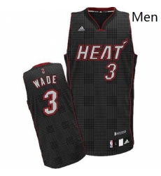 Mens Adidas Miami Heat 3 Dwyane Wade Swingman Black Rhythm Fashion NBA Jersey