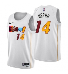 Men's Miami Heat #14 Tyler Herro 2022-23 White City Edition Stitched Jersey