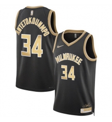 Men Milwaukee Bucks 34 Giannis Antetokounmpo Black 2024 Select Series Stitched Basketball Jersey