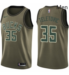 Mens Nike Milwaukee Bucks 35 Mirza Teletovic Swingman Green Salute to Service NBA Jersey