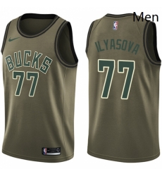 Mens Nike Milwaukee Bucks 77 Ersan Ilyasova Swingman Green Salute to Service NBA Jersey 