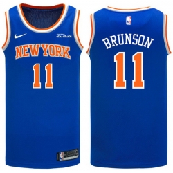 Men New Yok Knicks 11 Jalen Brunson Blue Home Stitched Basketball Jersey