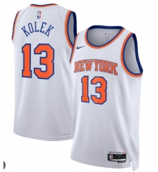 Men New Yok Knicks 13 Tyler Kolek Towns White Icon Edition Edition Stitched Basketball Jersey