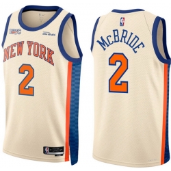 Men New Yok Knicks 2 Miles McBride White Cream City Edition Stitched Basketball Jersey