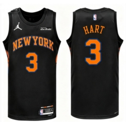 Men New Yok Knicks Josh Hart #3 Black Stitched NBA Basketball Jersey