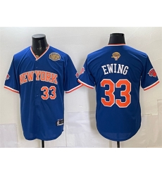 Men New York Knicks 33 Patrick Ewing Royal 2026 Finals Eastern Conference Champions Patch Stitched Baseball Jersey Men New York Knicks 33 Patrick Ewing Royal 2026 Finals Eastern Conference Champions Patch Stitched Baseball Jersey