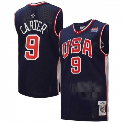 Men USA Basketball 9 Vince Carter 2000 Navy Throwback Stitched Jersey