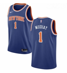 Mens Nike New York Knicks 1 Emmanuel Mudiay Swingman Royal Blue NBA Jersey Icon Edition 