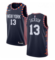 Mens Nike New York Knicks 13 Mark Jackson Swingman Navy Blue NBA Jersey 2018 19 City Edition