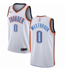 Mens Nike Oklahoma City Thunder 0 Russell Westbrook Swingman White Home NBA Jersey Association Edition