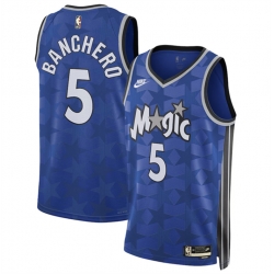 Men Orlando Magic 5 Paolo Banchero Blue 2023 24 Classic Edition Stitched Basketball Jersey