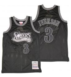 Men Philadelphia 76ers 3 Allen Iverson Black 1997 98 Hardwood Classics Jersey