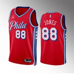 Men Philadelphia 76ers 88 Kai Jones Red Statement Edition Stitched Jersey