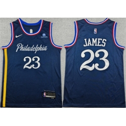 Men Philadelphia 76ers  LeBron James Navy 2026 City Edition With Patch Stitched Jersey