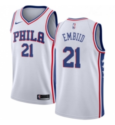 Mens Nike Philadelphia 76ers 21 Joel Embiid Swingman White Home NBA Jersey Association Edition