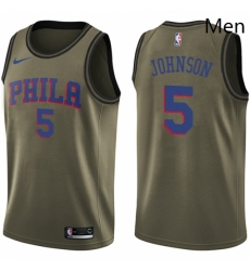 Mens Nike Philadelphia 76ers 5 Amir Johnson Swingman Green Salute to Service NBA Jersey 