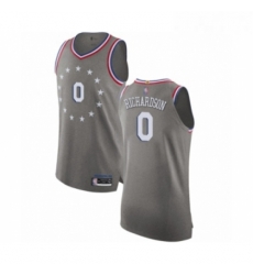 Mens Philadelphia 76ers 0 Josh Richardson Authentic Gray Basketball Jersey City Edition 