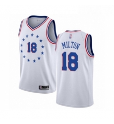 Mens Philadelphia 76ers 18 Shake Milton White Swingman Jersey Earned Edition 