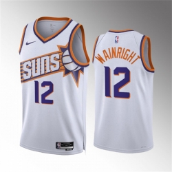 Men Phoenix Suns 12 Ish Wainright White Association Edition Stitched Basketball Jersey