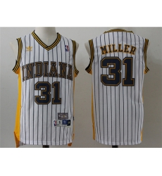 Men Indiana Pacers #31 Reggie Miller White Pinstripe Hardwood Classics Jersey