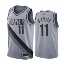 Men Portland Trail Portland Blazers 11 Enes Kanter Gray NBA Swingman 2020 21 Earned Edition Jersey