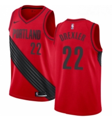 Mens Nike Portland Trail Blazers 22 Clyde Drexler Swingman Red Alternate NBA Jersey Statement Edition 