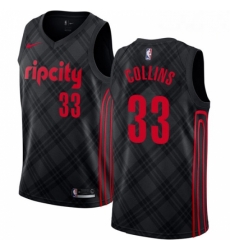 Mens Nike Portland Trail Blazers 33 Zach Collins Authentic Black NBA Jersey City Edition